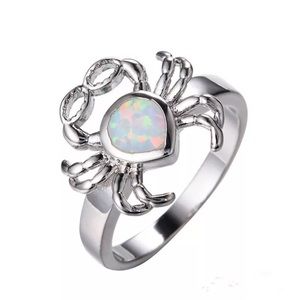 💖 Size 9 Opal Crab Silver Ring NEW